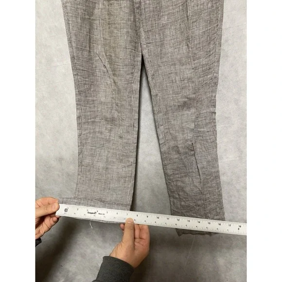 Zara Man Pants Men 30X36 Beige Gray Micro Houndstooth Dress Linen - Picture 3 of 10